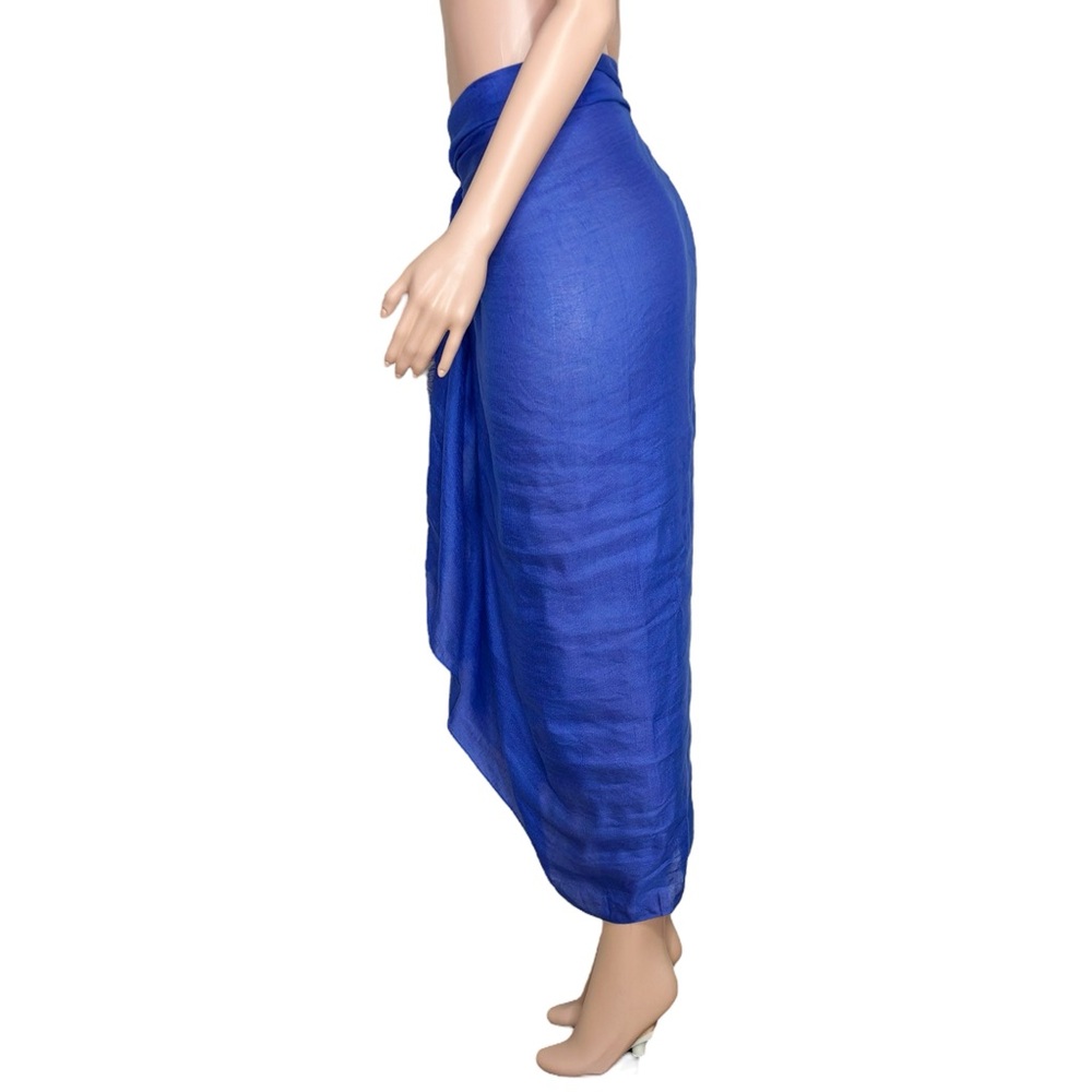 MONDAY SWIMWEAR St. Tropez Linen-Blend Sarong, Cobalt, OS - Picture 7 of 10